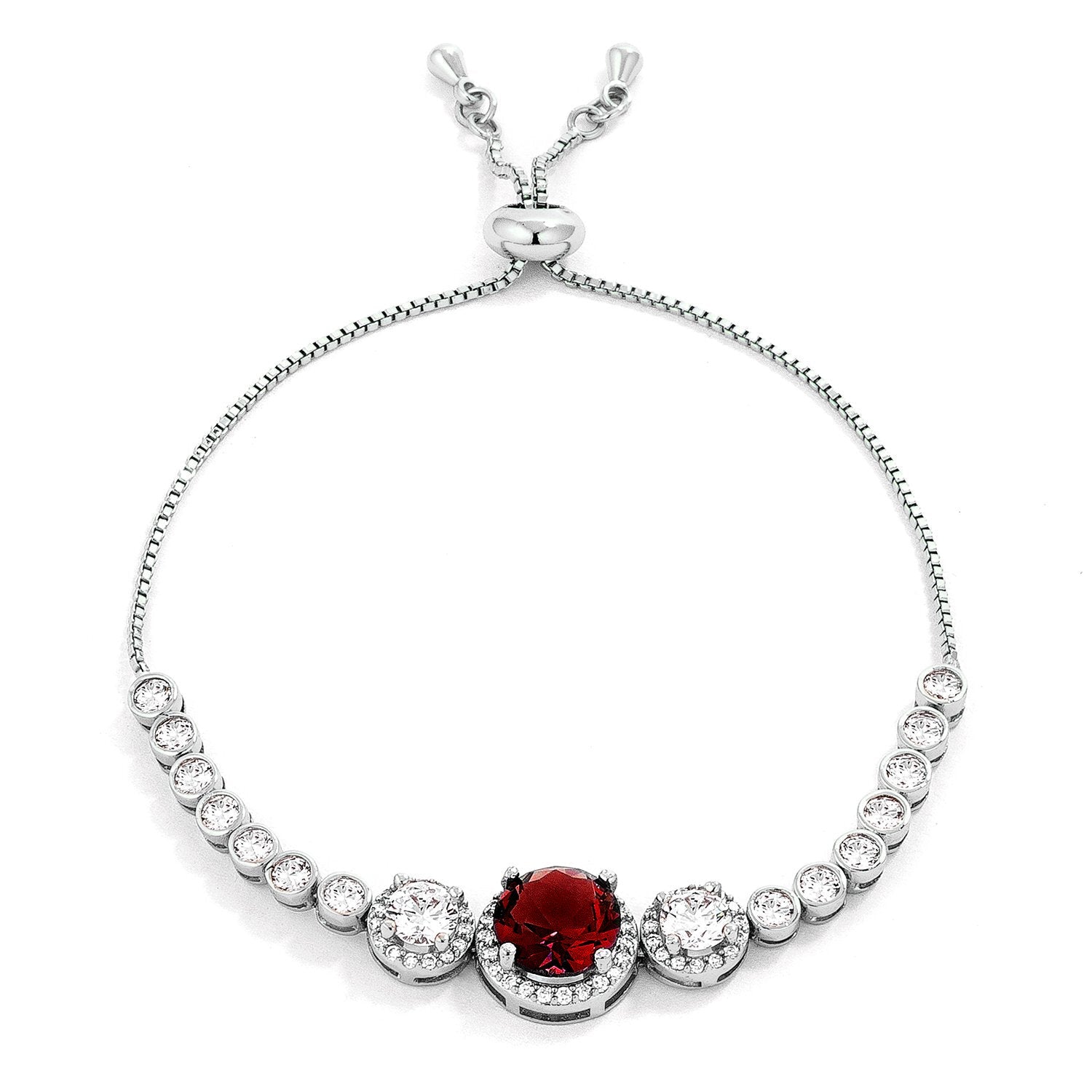 Deep Red and Clear CZ Bolo Style Tennis Bracelet        Compare to MSRP of $60		        	        			                B01508R-C13