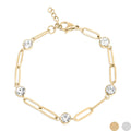 18K Gold PVD Stainless Steel Stone Paperclip Bracelet / BRJ1024  Compare to $29.99