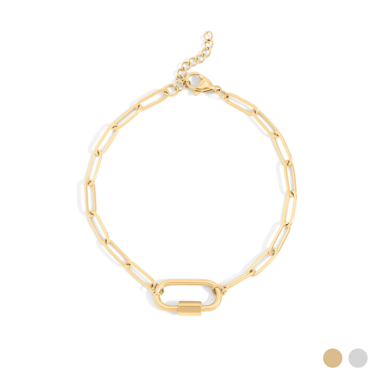 18K Gold PVD Stainless Steel Paperclip Carabiner Bracelet / BRJ1072  Compare at $30