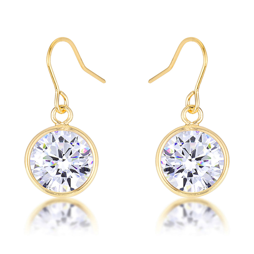 18k Gold Plated Bezel Solitaire Drop Earrings      Compare to MSRP $24  			        	        			                E01691G-S01