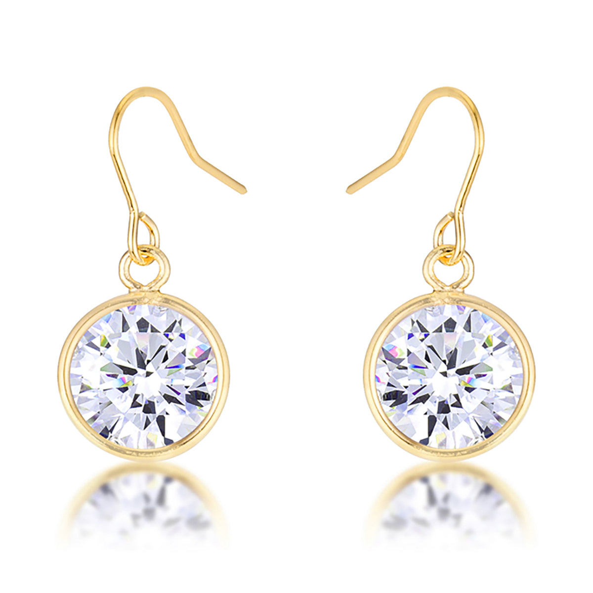 18k Gold Plated Bezel Solitaire Drop Earrings      Compare to MSRP $24  			        	        			                E01691G-S01