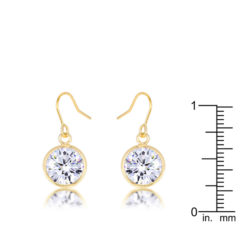 18k Gold Plated Bezel Solitaire Drop Earrings      Compare to MSRP $24  			        	        			                E01691G-S01