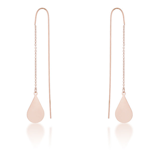 Chloe Rose Gold Stainless Steel Teardrop Threaded Drop Earrings  Compare to MSRP of $30    			        	        			        	        			        	        			        	        			                E01873A-V00