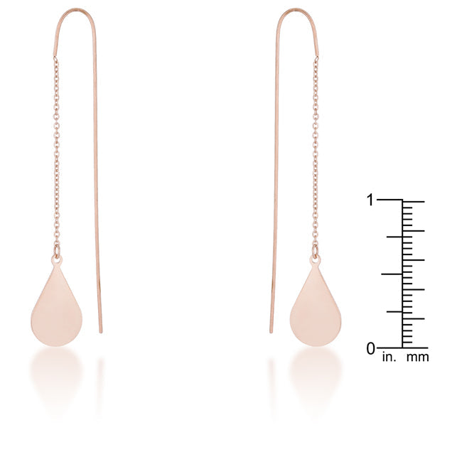 Chloe Rose Gold Stainless Steel Teardrop Threaded Drop Earrings  Compare to MSRP of $30    			        	        			        	        			        	        			        	        			                E01873A-V00