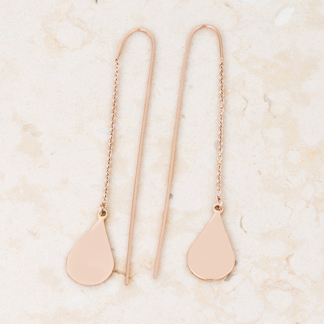 Chloe Rose Gold Stainless Steel Teardrop Threaded Drop Earrings  Compare to MSRP of $30    			        	        			        	        			        	        			        	        			                E01873A-V00