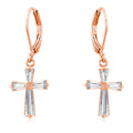 Rose Gold Plated CZ Cross Drop Earrings        	Compare at $28	        	        			        	        			        	        			                E20127A-C01