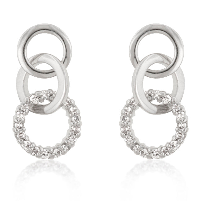 Rhodium Plated Finish Triplet Hooplet Earrings        Compare to MSRP of $32			        	        			        	        			                E50097R-C01