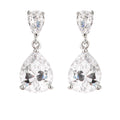 Rhodium Plated Double Pear Drop Earrings     Compare to MSRP of $32			        	        			                E50221R-C01