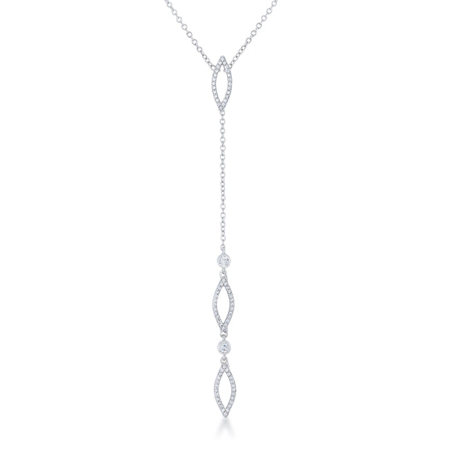 Carmela 0.6ct CZ Rhodium Classic Drop Lariat Necklace     Compare to MSRP of $38			        	        			                N01302R-C01