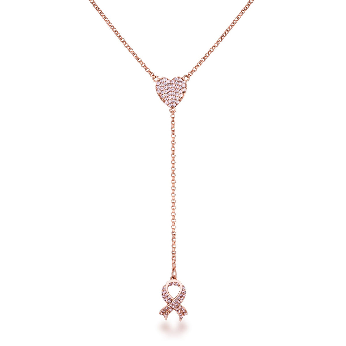 Rose Gold Plated Pink Ribbon Y Necklace  Compare to MSRP of $40