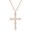 Dainty Art Deco Rose Gold Plated Clear CZ Cross Pendant      Compare to MSRP of $30		        	        			        	        			                P11482A-C01
