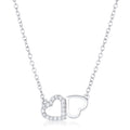 Sweet and Romantic Rhodium Melded CZ Hearts Necklace    Compare to MSRP $36   			        	        			        	        			                P50186R-C01