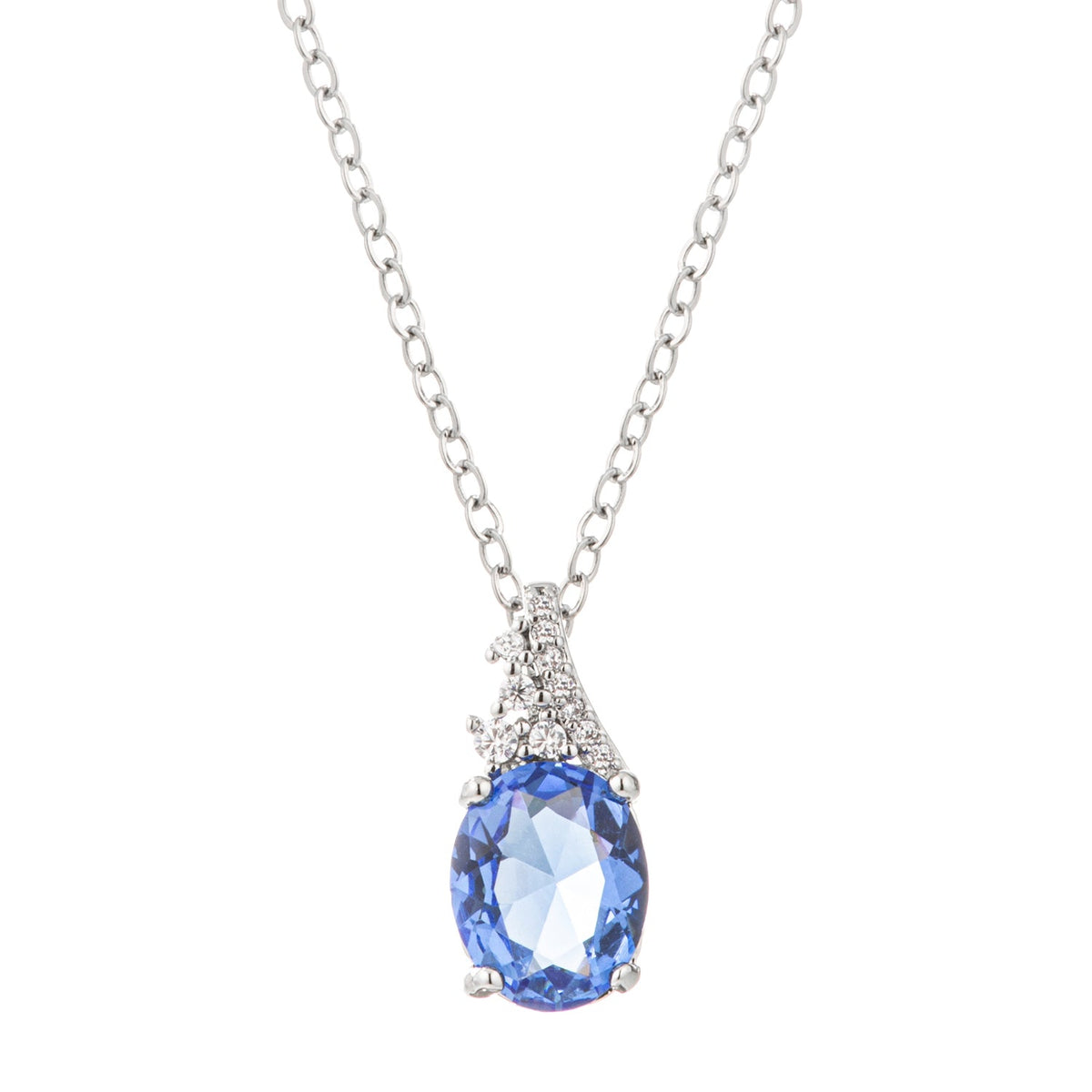 3 ct. Blue Brilliance Rhodium-Plated CZ Necklace       Compare to MSRP of $36		        	        			        	        			             P50220R-C21