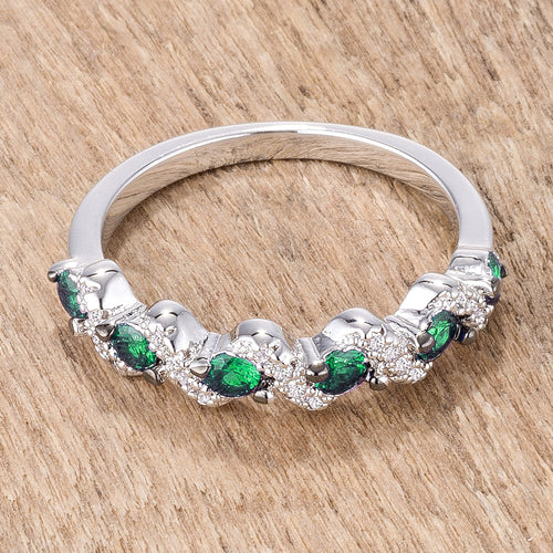 .18Ct Rhodium and Hematite Plated S Shape Emerald Green and Clear CZ Half Eternity Band   On ebay for $445.10       			        	        			        	        			        	        			                R08598T-C40