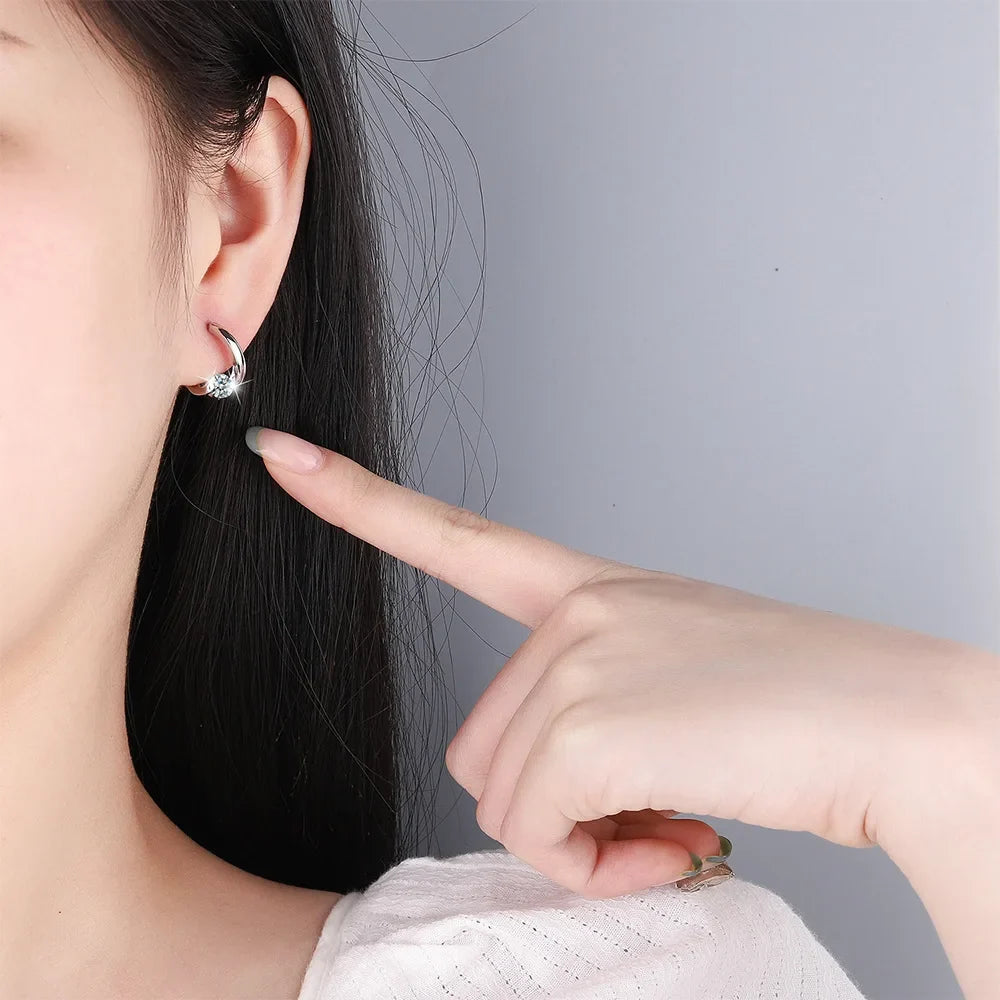 925 Sterling Silver Gold Crystals Simple Earrings For Women Fashion Wedding Luxury Jewelry 2024 Trend