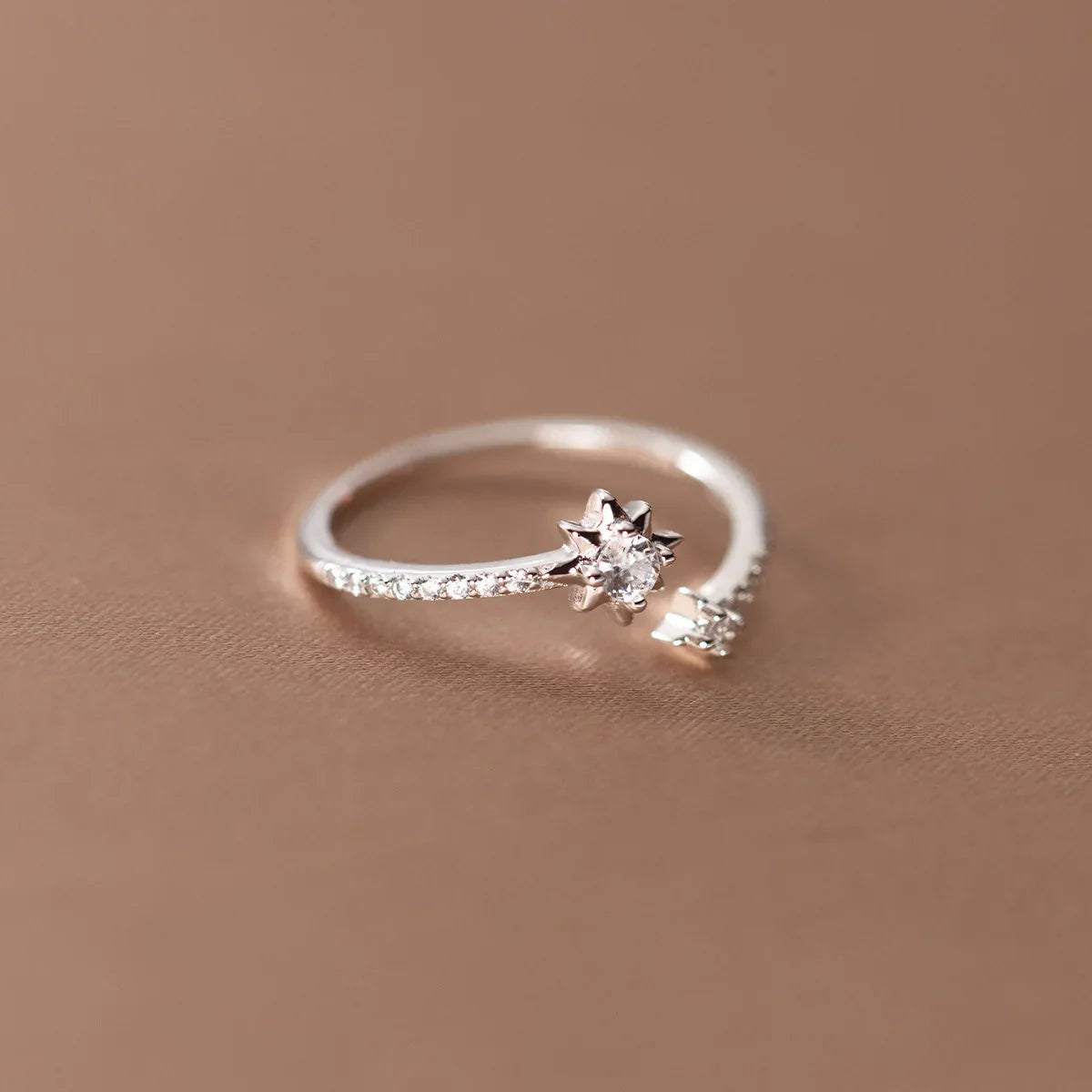 925 Sterling Silver Zircon Star Adjustable Rings For Women High Quality Jewelry Accessories Wholesale  Jewellery Argent 925