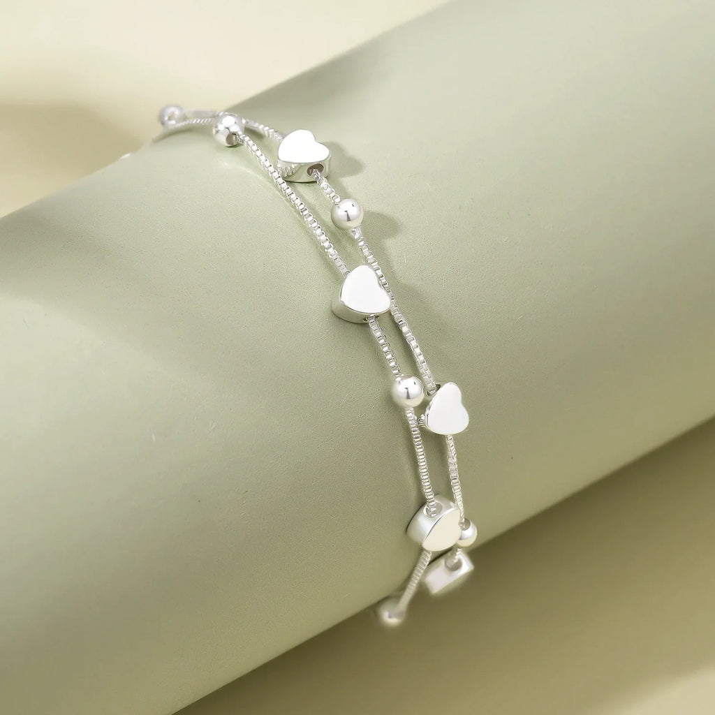 925 Sterling Silver Bracelets Woman Heart Ball Chain Charm Bracelet Couple Designer Jewelry Accessories Wholesale Jewellery
