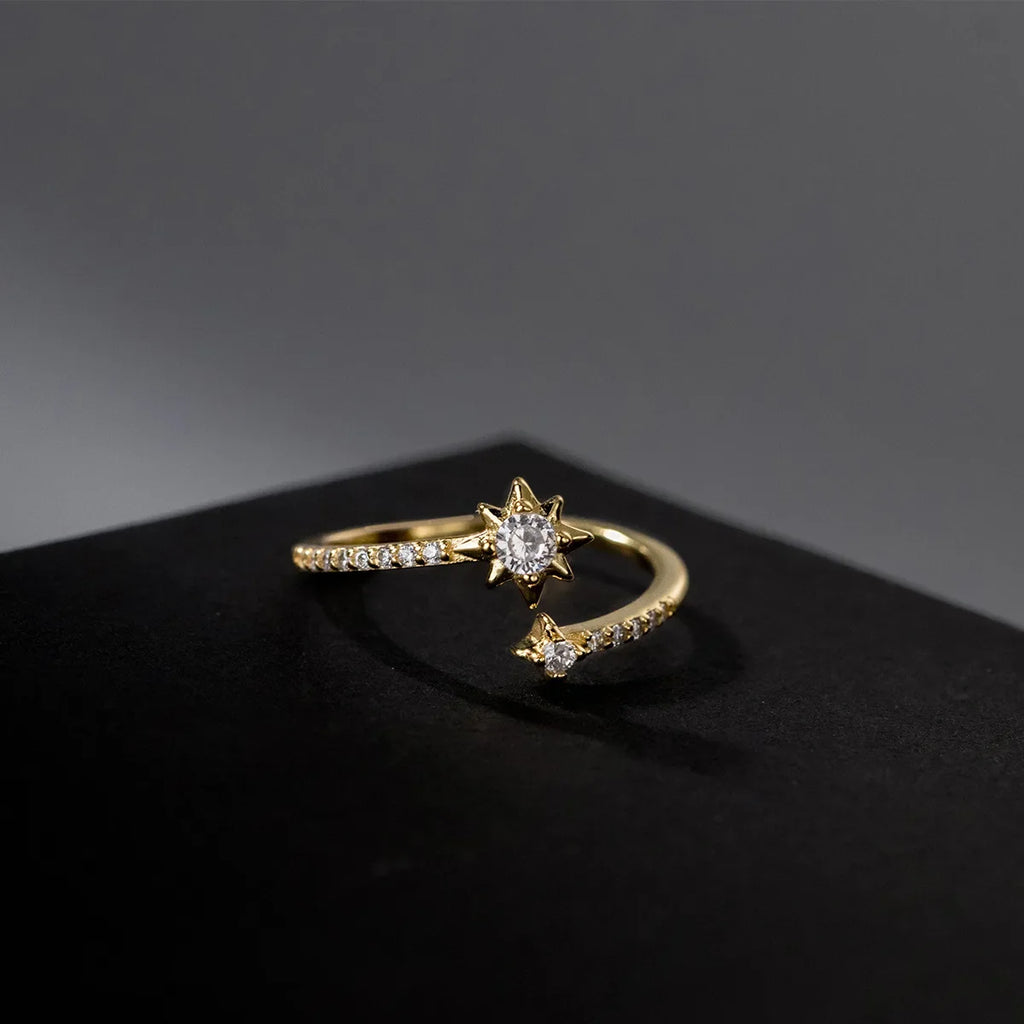 925 Sterling Silver Zircon Star Adjustable Rings For Women High Quality Jewelry Accessories Wholesale  Jewellery Argent 925